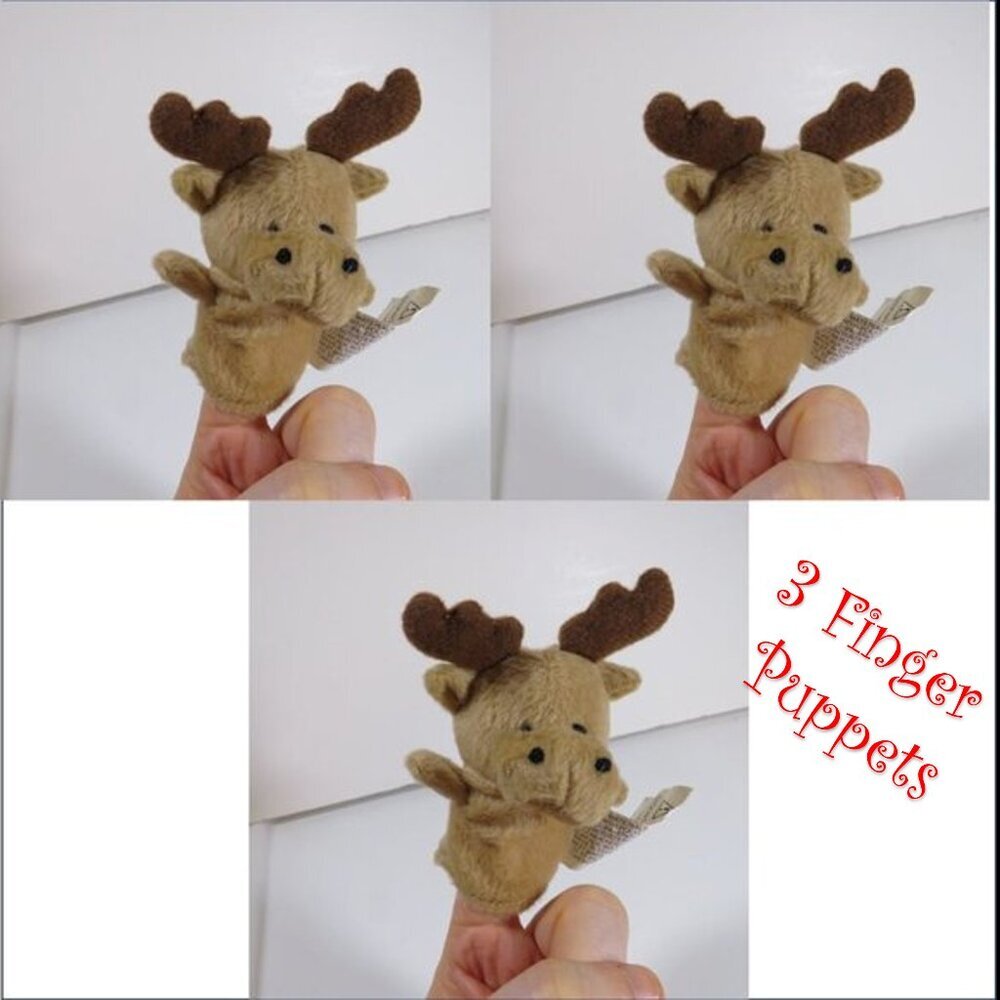 Moose - Reindeer FINGER PUPPET Stuffed Animal Plush